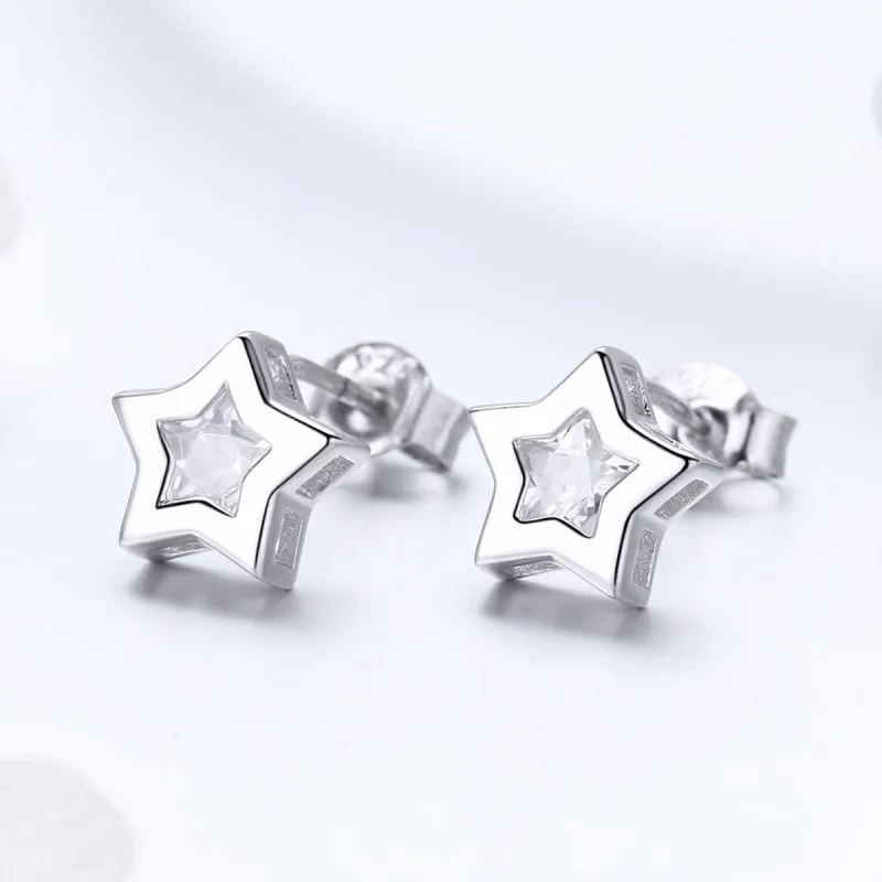 (Bild für) Silberne „Secret of Stars“-Ohrstecker im Pandora-Stil - SCE437 - Ansicht 4