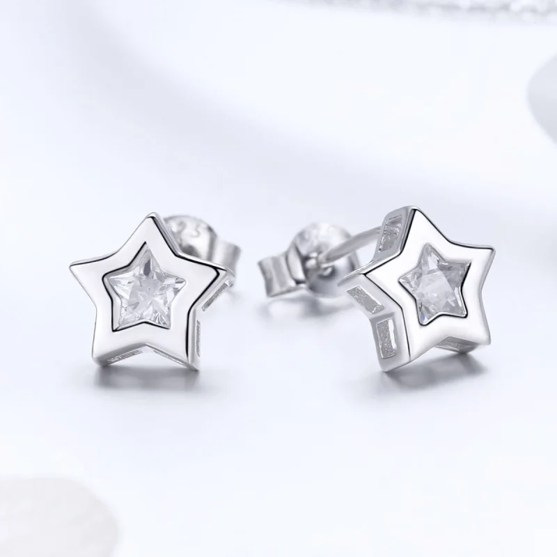 (Bild für) Silberne „Secret of Stars“-Ohrstecker im Pandora-Stil - SCE437 - Ansicht 5