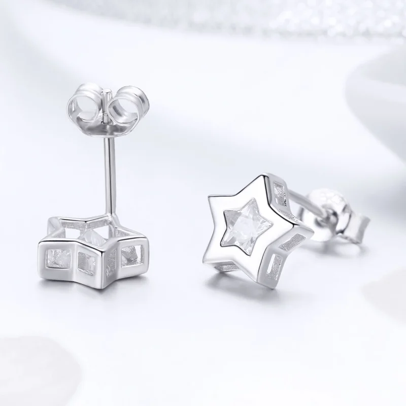 (Bild für) Silberne „Secret of Stars“-Ohrstecker im Pandora-Stil - SCE437 - Ansicht 6