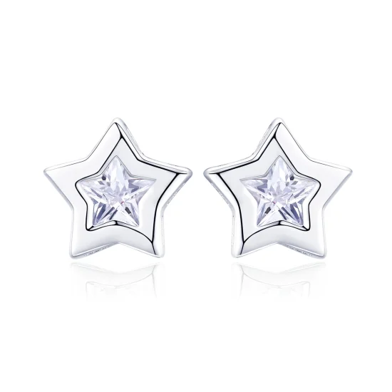 (Bild für) Silberne „Secret of Stars“-Ohrstecker im Pandora-Stil - SCE437