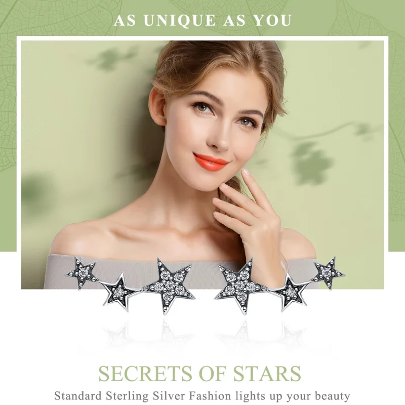 (Bild für) Silberne „Secrets of Stars“-Ohrstecker im Pandora-Stil - SCE175 - Ansicht 3