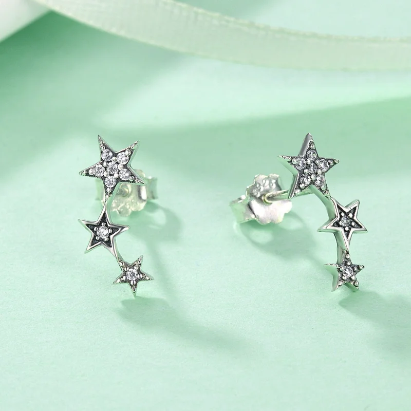 (Bild für) Silberne „Secrets of Stars“-Ohrstecker im Pandora-Stil - SCE175 - Ansicht 5