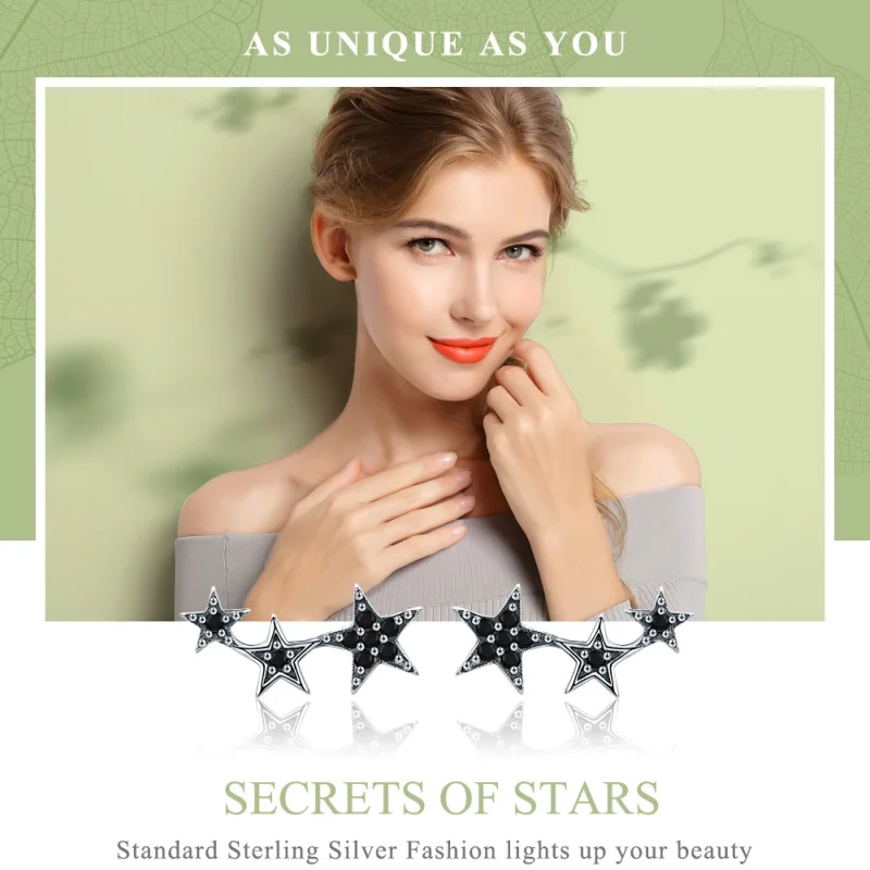 (Bild für) Silberne „Secrets of Stars“-Ohrstecker im Pandora-Stil - SCE292 - Ansicht 2