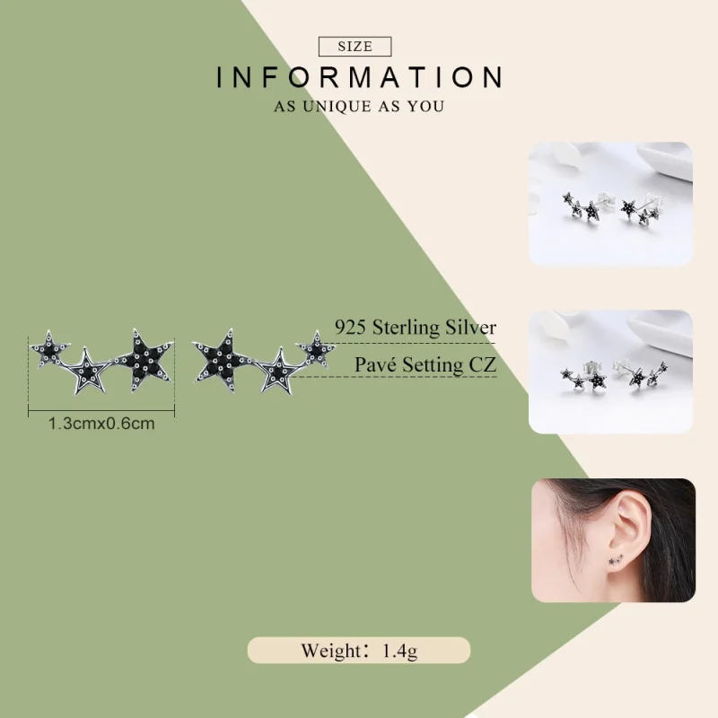(Bild für) Silberne „Secrets of Stars“-Ohrstecker im Pandora-Stil - SCE292 - Ansicht 4