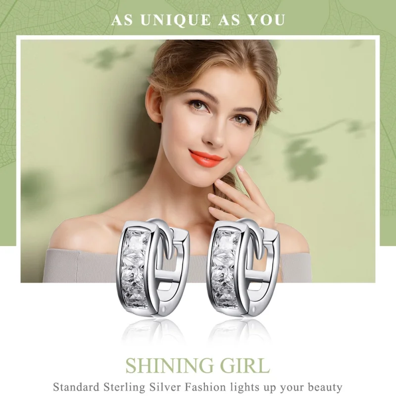 (Bild für) Silberne „Shining Girl“-Creolen im Pandora-Stil - SCE515 - Ansicht 2