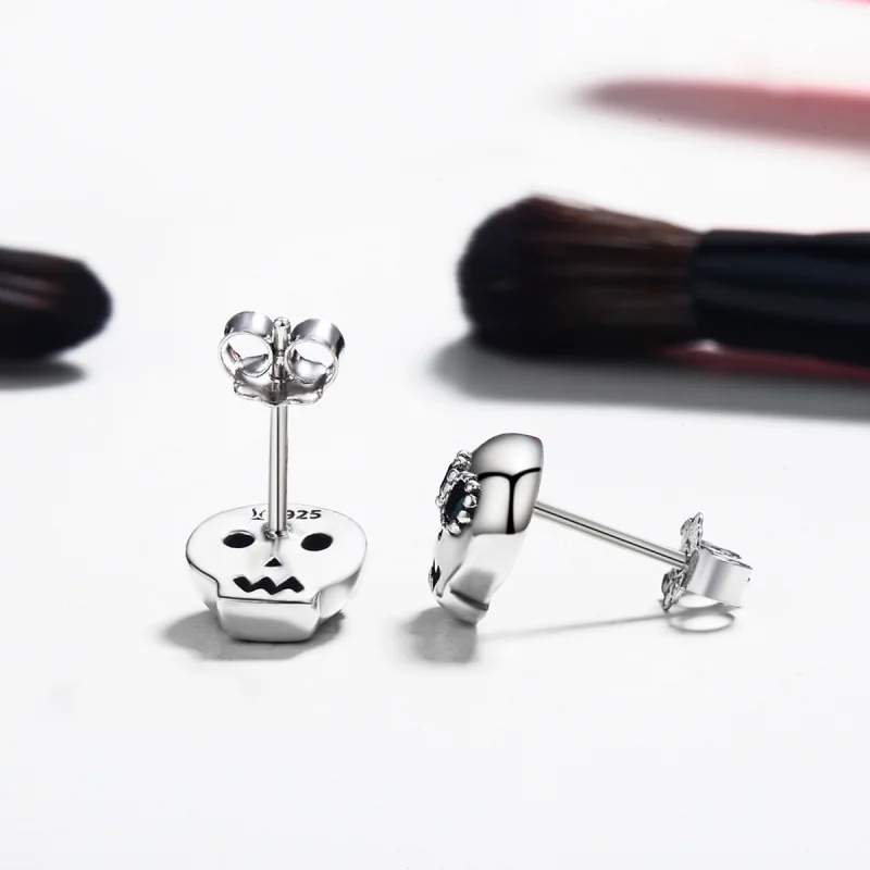 (Bild für) Silberne Totenkopf-Ohrstecker im Pandora-Stil - SCE064 - Ansicht 5