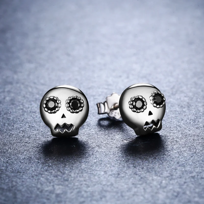 (Bild für) Silberne Totenkopf-Ohrstecker im Pandora-Stil - SCE064 - Ansicht 6