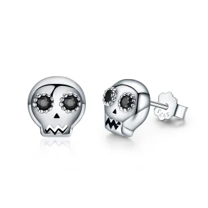 (Bild für) Silberne Totenkopf-Ohrstecker im Pandora-Stil - SCE064