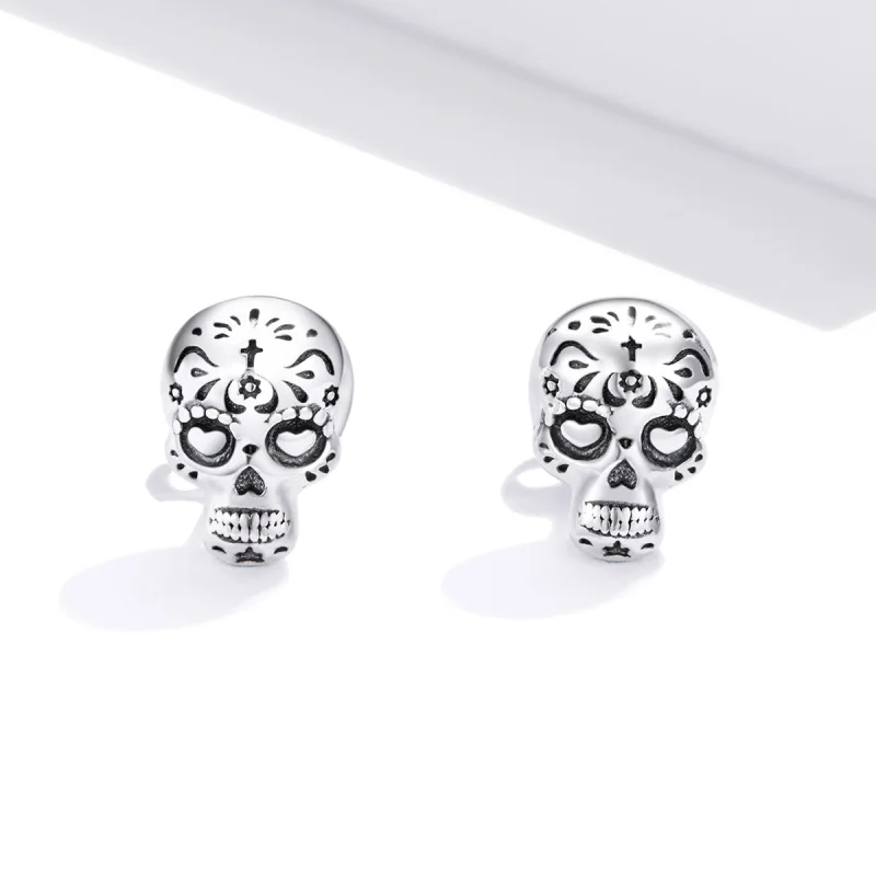 (Bild für) Silberne Totenkopf-Ohrstecker im Pandora-Stil - SCE953 - Ansicht 2