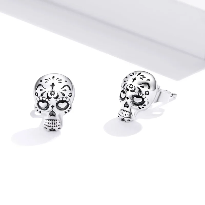 (Bild für) Silberne Totenkopf-Ohrstecker im Pandora-Stil - SCE953 - Ansicht 3