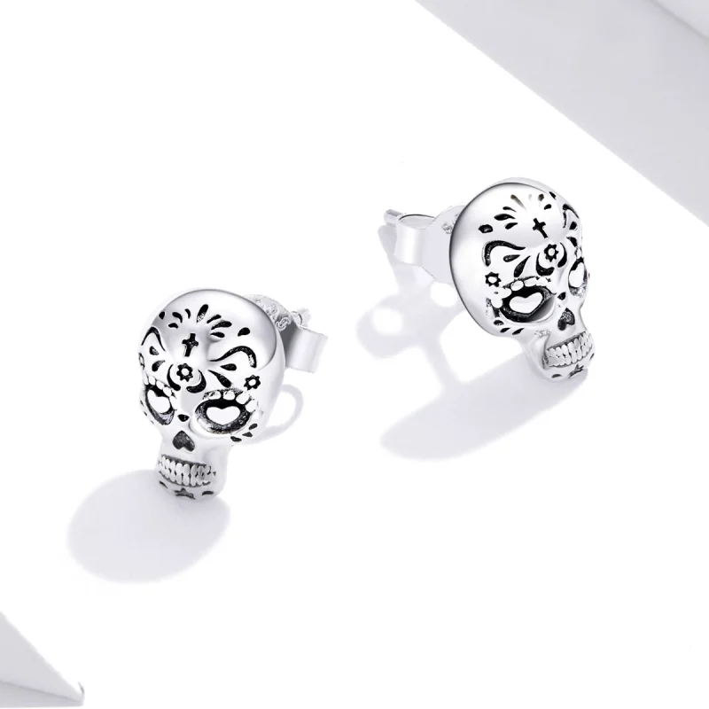 (Bild für) Silberne Totenkopf-Ohrstecker im Pandora-Stil - SCE953 - Ansicht 4