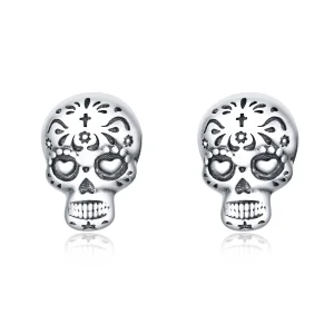 (Bild für) Silberne Totenkopf-Ohrstecker im Pandora-Stil - SCE953