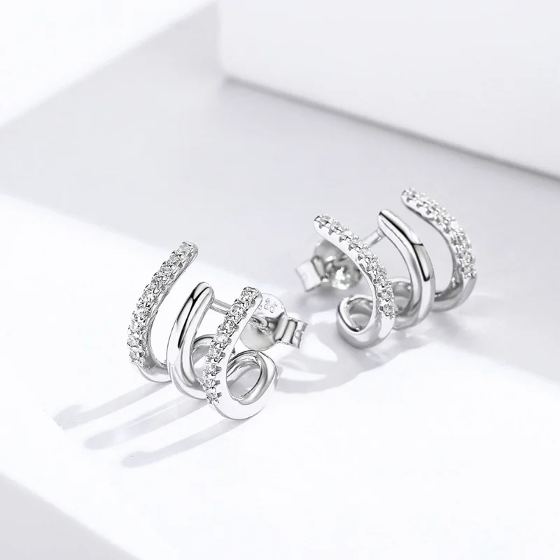 (Bild für) Silberne Twist-Ohrstecker im Pandora-Stil - SCE585 - Ansicht 2