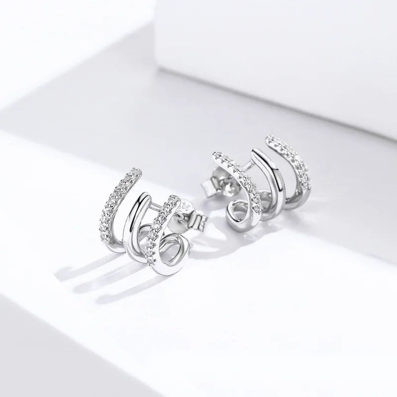 (Bild für) Silberne Twist-Ohrstecker im Pandora-Stil - SCE585 - Ansicht 4