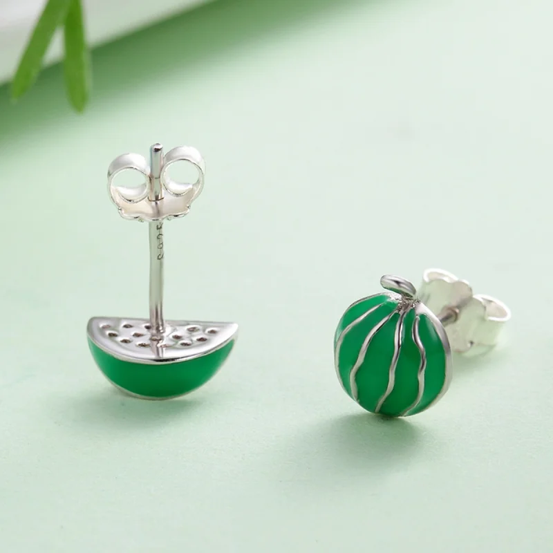 (Bild für) Silberne Wassermelonen-Liebes-Ohrstecker im Pandora-Stil - SCE105 - Ansicht 5