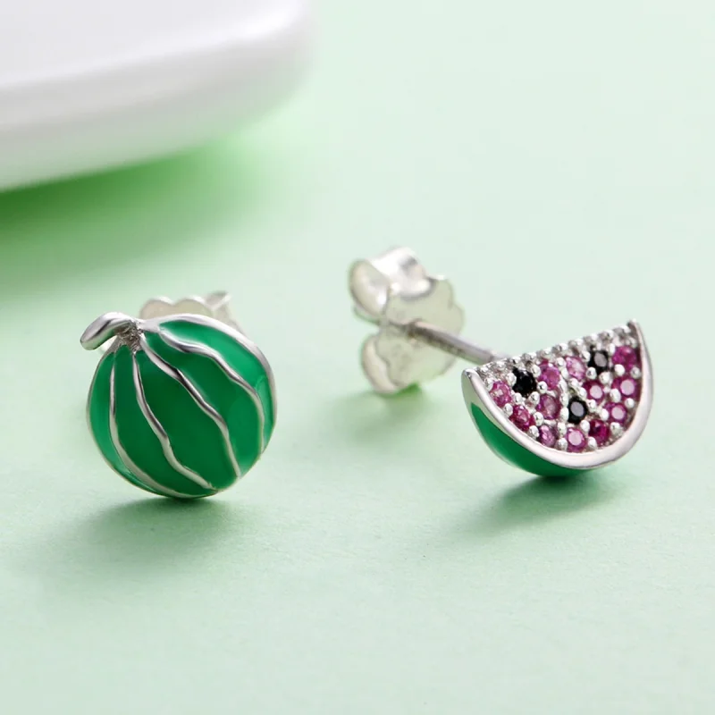 (Bild für) Silberne Wassermelonen-Liebes-Ohrstecker im Pandora-Stil - SCE105 - Ansicht 6