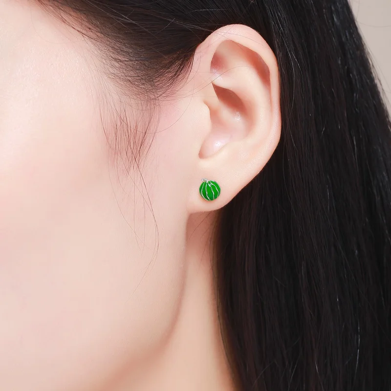 (Bild für) Silberne Wassermelonen-Liebes-Ohrstecker im Pandora-Stil - SCE105 - Ansicht 8