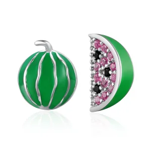 (Bild für) Silberne Wassermelonen-Liebes-Ohrstecker im Pandora-Stil - SCE105
