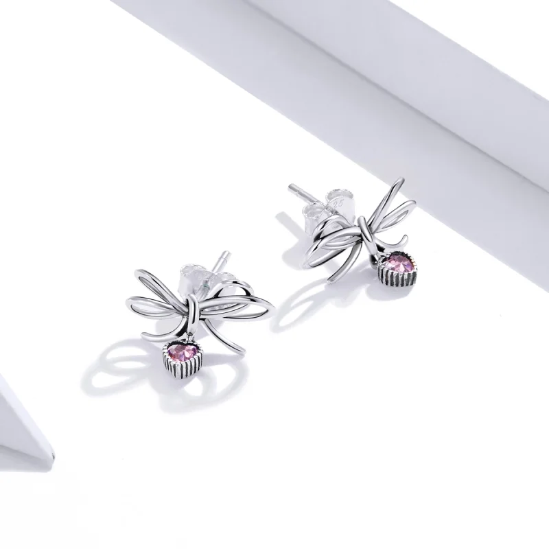 (Bild für) Silbernes Geschenk im Pandora-Stil mit Schleifen-Ohrsteckern - SCE962 - Ansicht 4