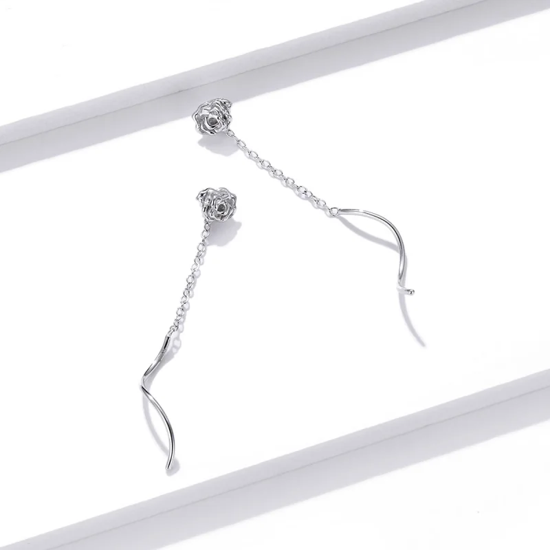 (Bild für) Elegante Rosen-Hängeohrringe im Pandora-Stil - BSE441 - Ansicht 4
