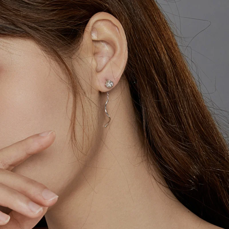 (Bild für) Elegante Rosen-Hängeohrringe im Pandora-Stil - BSE441 - Ansicht 6