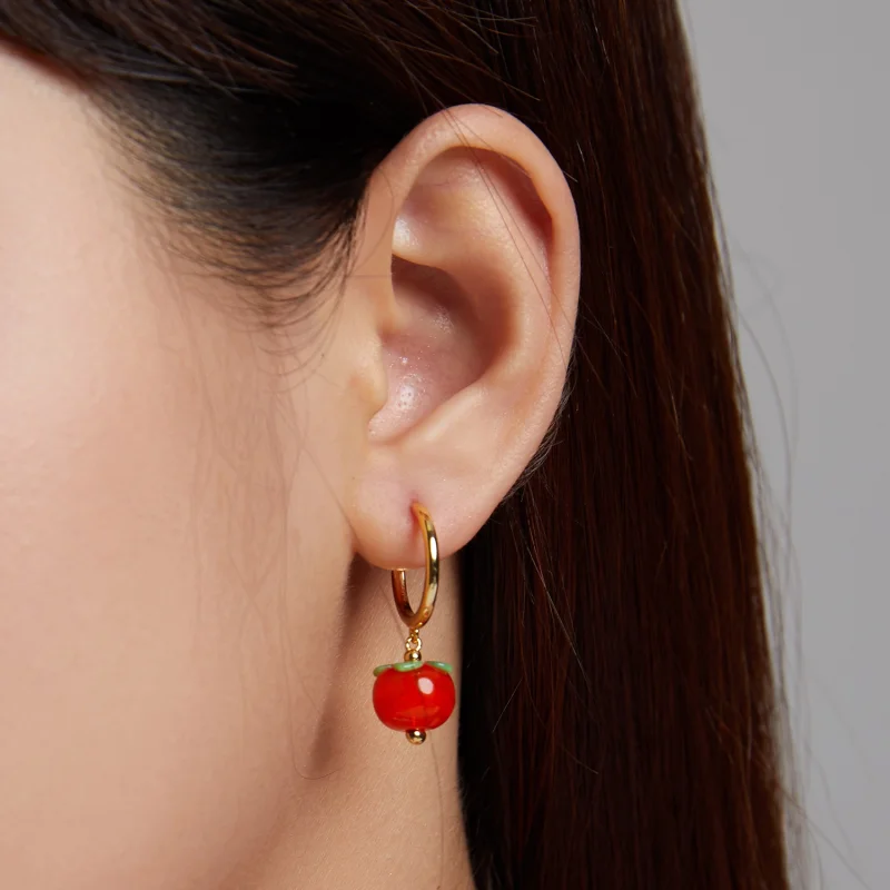 (Bild für) Hängende Ohrringe aus Glas im Pandora-Stil mit Persimmon-Motiv - SCE1212 - Ansicht 3
