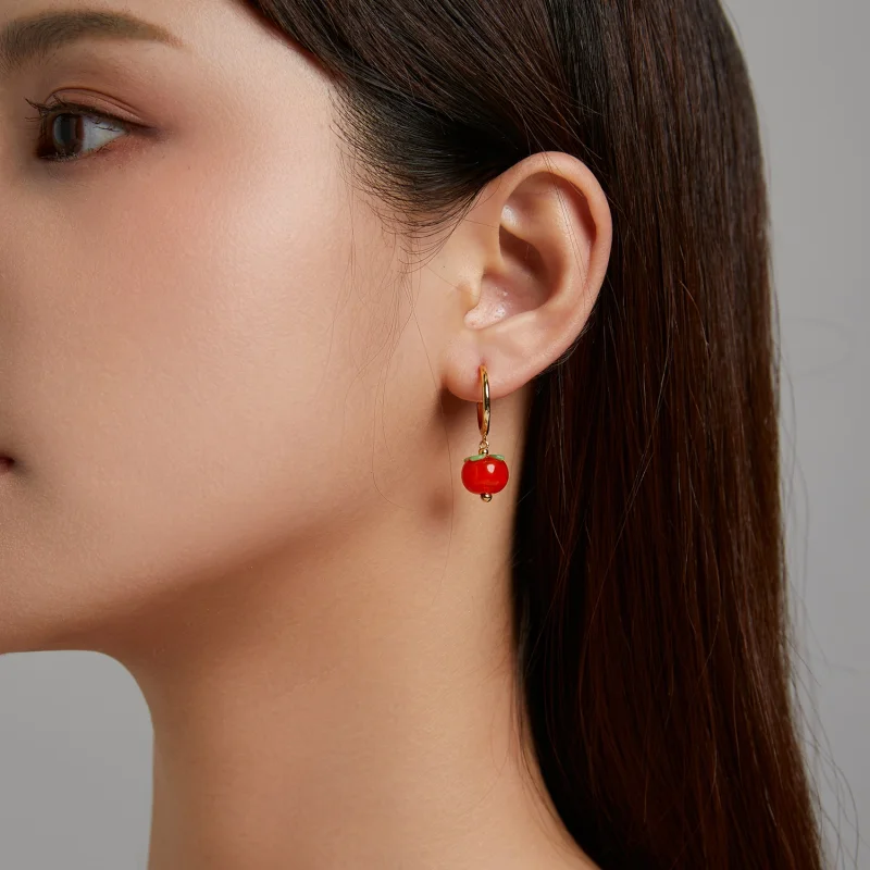 (Bild für) Hängende Ohrringe aus Glas im Pandora-Stil mit Persimmon-Motiv - SCE1212 - Ansicht 4