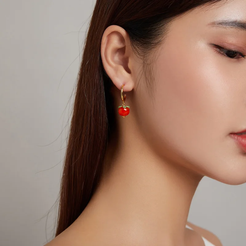 (Bild für) Hängende Ohrringe aus Glas im Pandora-Stil mit Persimmon-Motiv - SCE1212 - Ansicht 5