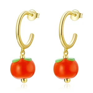 (Bild für) Hängende Ohrringe aus Glas im Pandora-Stil mit Persimmon-Motiv - SCE1212