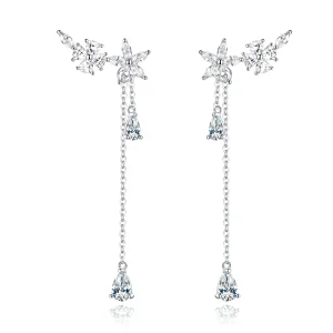 (Bild für) Hängende Ohrringe im Pandora-Stil mit Blumenmotiv - BSE288