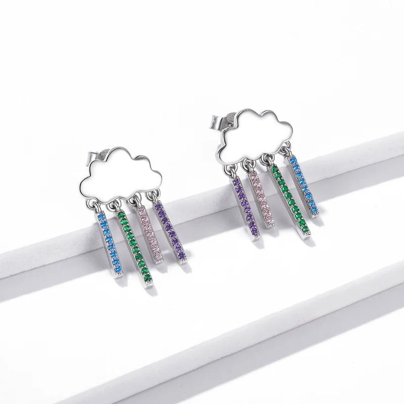 (Bild für) Hängende Ohrringe im Pandora-Stil mit Regenbogenregen - BSE468 - Ansicht 4