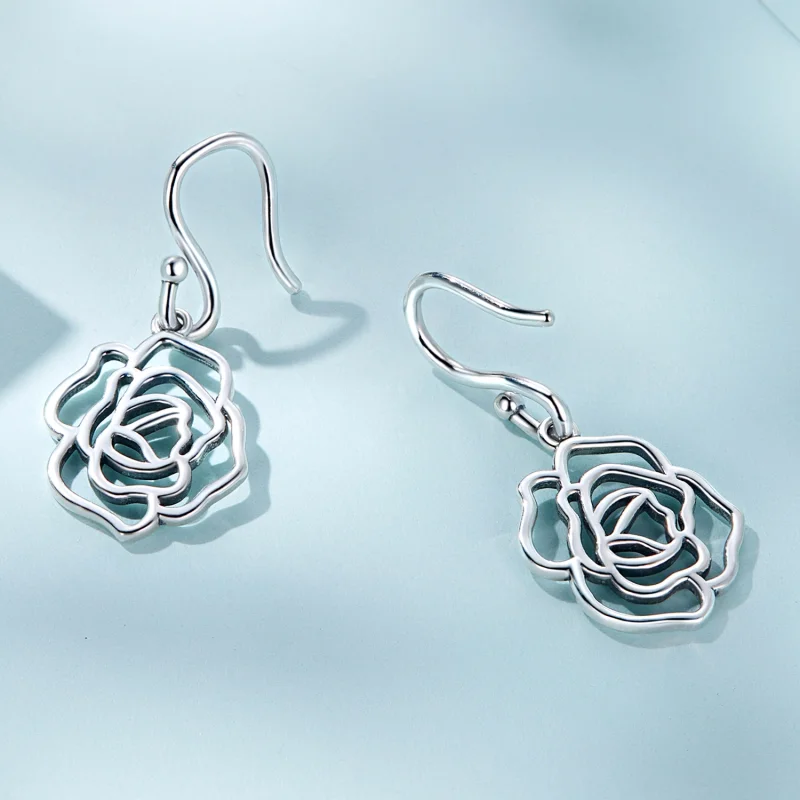 (Bild für) Hängende Ohrringe im Pandora-Stil mit Rosen - SCE1505 - Ansicht 3