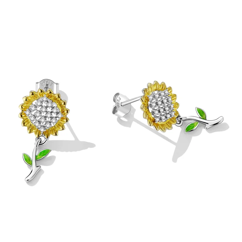 (Bild für) Hängende Ohrringe im Sonnenblumen-Stil im Pandora-Stil - SCE1471 - Ansicht 3
