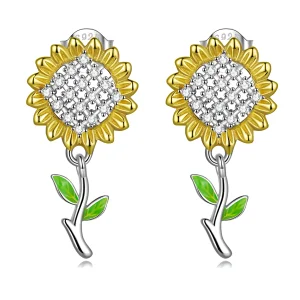 (Bild für) Hängende Ohrringe im Sonnenblumen-Stil im Pandora-Stil - SCE1471