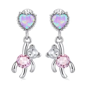 (Bild für) Hängende Ohrringe „Love Bear“ im Pandora-Stil - SCE1384