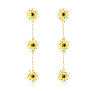 (Bild für) Hängende Ohrringe mit Sonnenblume im Pandora-Stil - BSE187
