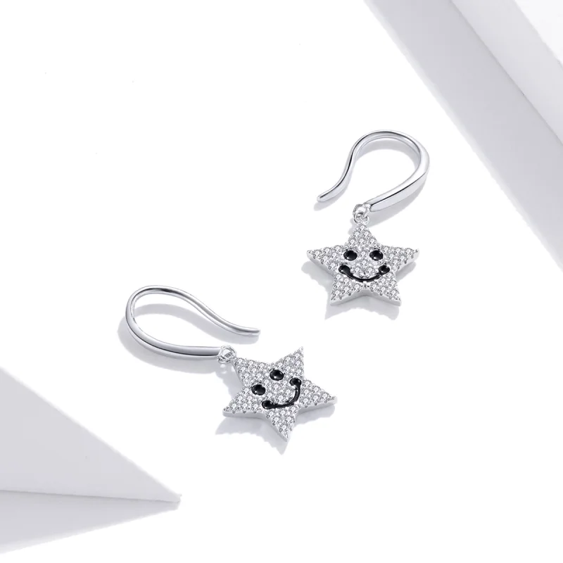 (Bild für) Hängeohrringe „Smile Star“ im Pandora-Stil - SCE946 - Ansicht 4