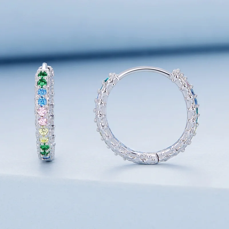 (Bild für) Creolen aus Zirkonium im Pandora-Stil mit Musterfarbe - BSE683 - Ansicht 2