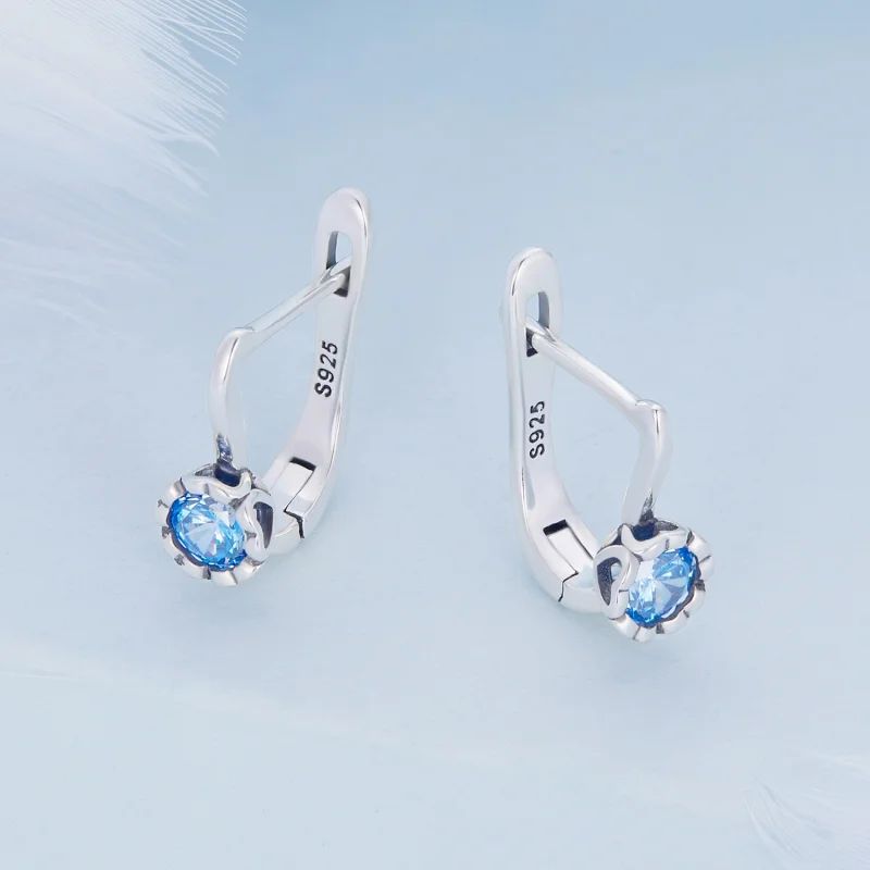 (Bild für) Einfache blaue Zirkonium-Creolen im Pandora-Stil - BSE686 - Ansicht 3
