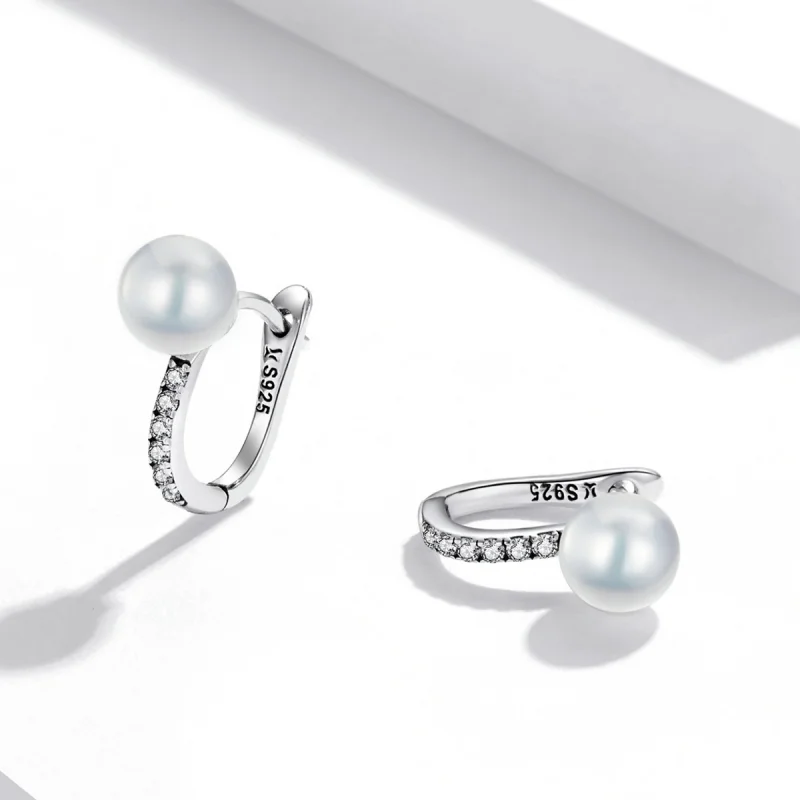 (Bild für) Einfache Creolen mit Muschelperlen im Pandora-Stil - SCE1288 - Ansicht 3
