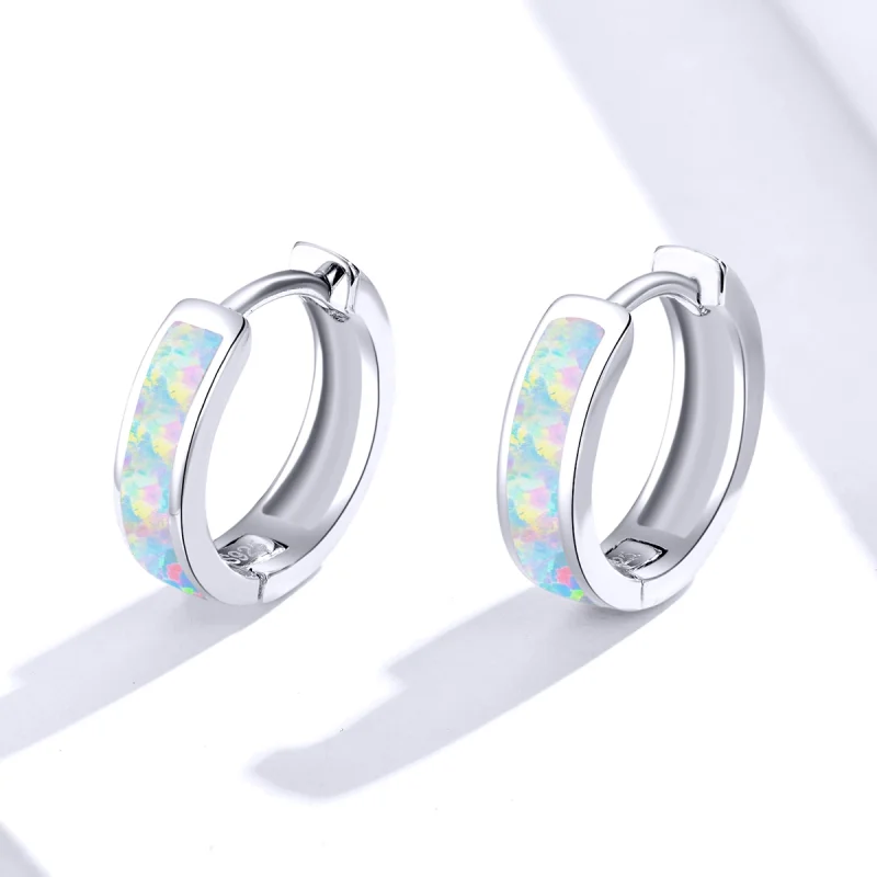 (Bild für) Einfache Opal-Creolen im Pandora-Stil - SCE861 - Ansicht 4