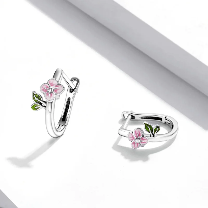(Bild für) Frühlingskirschblüten-Creolen im Pandora-Stil - SCE1287 - Ansicht 4