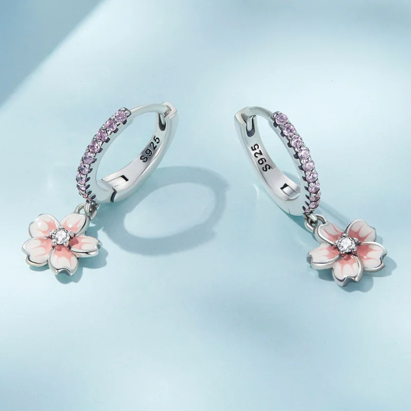 (Bild für) Kirschblüten-Creolen im Pandora-Stil - SCE1509 - Ansicht 3