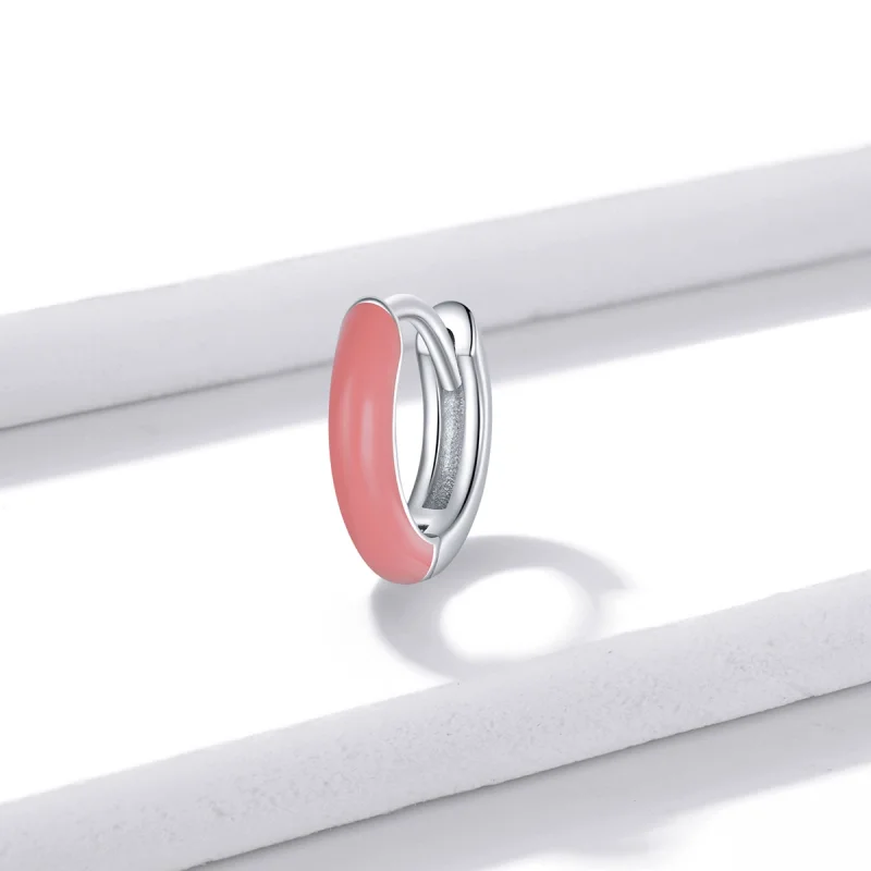 (Bild für) Kleine rosa Creolen im Pandora-Stil - BSE488-PK - Ansicht 2