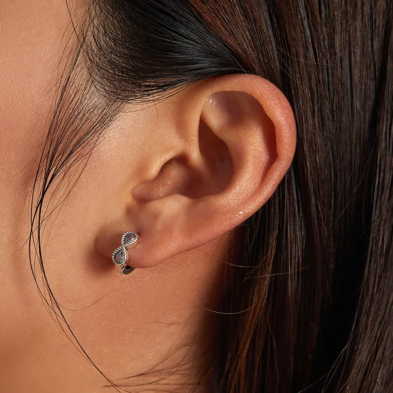 (Bild für) Minimalistische Creolen mit Unendlichkeitssymbol im Pandora-Stil - BSE538 - Ansicht 8