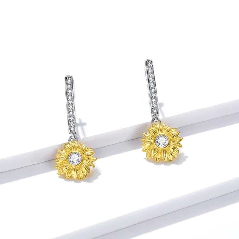 (Bild für) Sonnenblumen-Creolen im Pandora-Stil - BSE469 - Ansicht 4