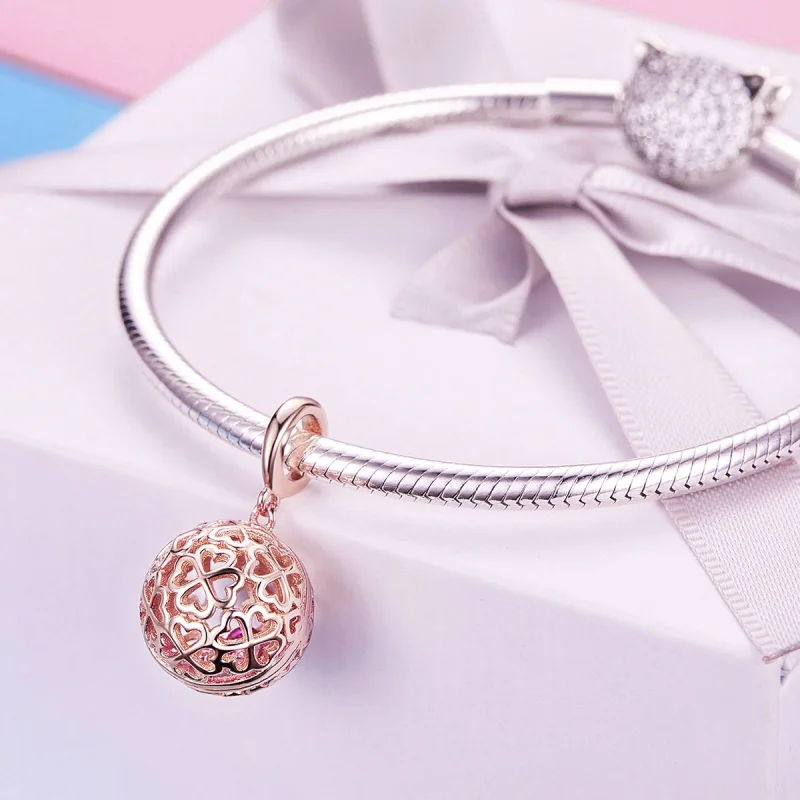 (Bild für) Bewegungsklee-Anhänger im Pandora-Stil aus Roségold - SCC1127 - Ansicht 3