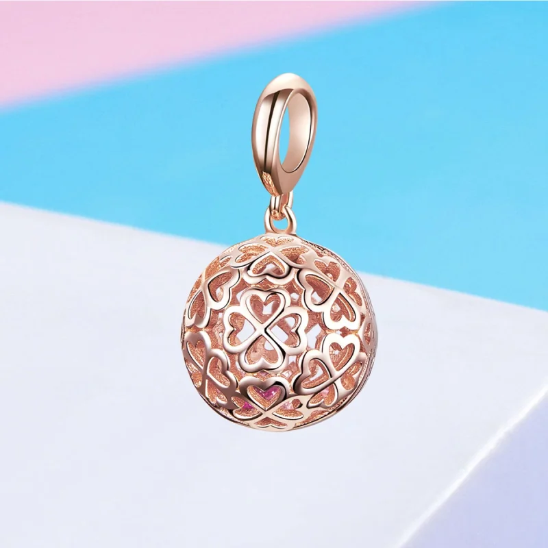 (Bild für) Bewegungsklee-Anhänger im Pandora-Stil aus Roségold - SCC1127 - Ansicht 4