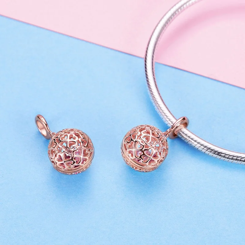 (Bild für) Bewegungsklee-Anhänger im Pandora-Stil aus Roségold - SCC1127 - Ansicht 5