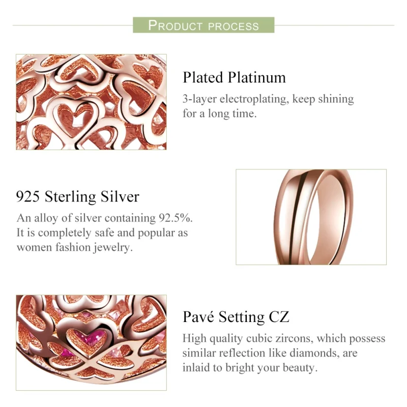 (Bild für) Bewegungsklee-Anhänger im Pandora-Stil aus Roségold - SCC1127 - Ansicht 6